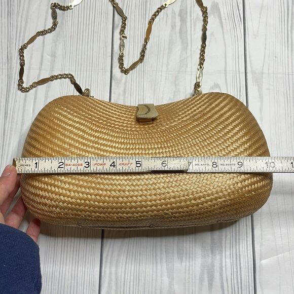 Vintage MCM Woven Hardbody purse with Gold Tone chain cross body or shoulder - Picture 2 of 9